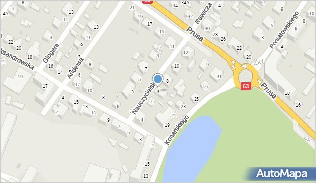 Siedlce, Nauczycielska, 6, mapa Siedlce