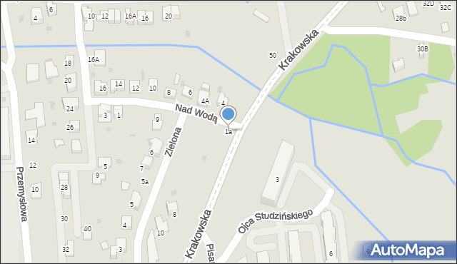 Skawina, Nad Wodą, 1a, mapa Skawina