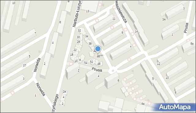 Skierniewice, Narbuta-Łuczyńskiego Aleksandra, gen., 46, mapa Skierniewic