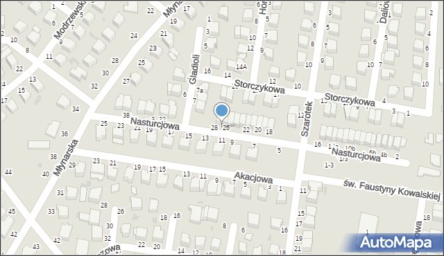 Skierniewice, Nasturcjowa, 26b, mapa Skierniewic