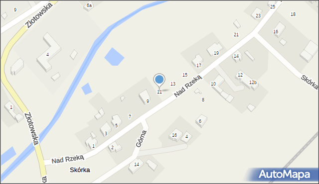 Skórka, Nad Rzeką, 11, mapa Skórka