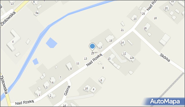 Skórka, Nad Rzeką, 15, mapa Skórka