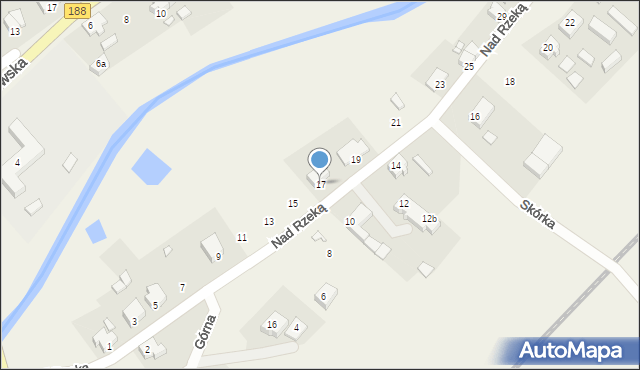 Skórka, Nad Rzeką, 17, mapa Skórka
