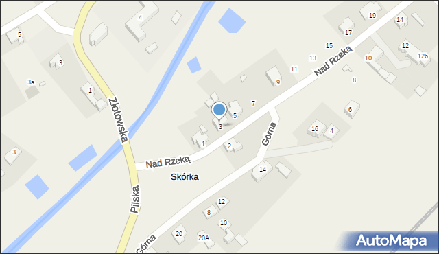 Skórka, Nad Rzeką, 3, mapa Skórka