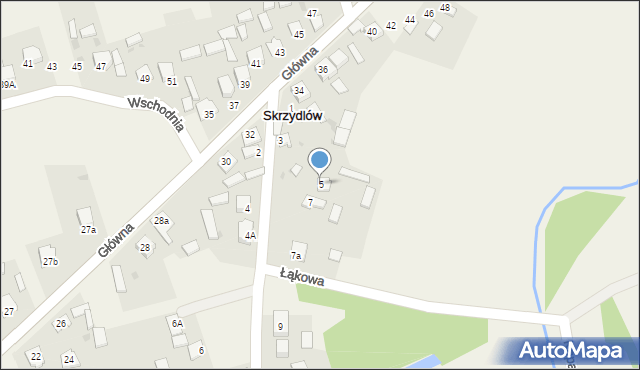 Skrzydlów, Nadrzeczna, 5, mapa Skrzydlów
