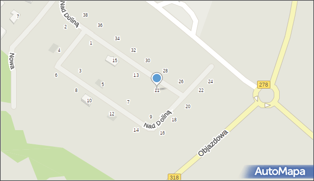 Sława, Nad Doliną, 11, mapa Sława