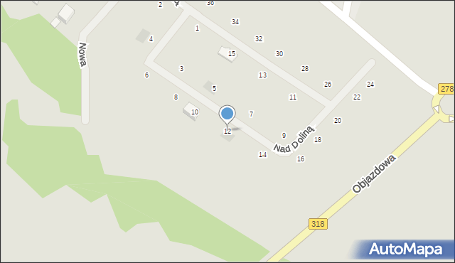 Sława, Nad Doliną, 12, mapa Sława