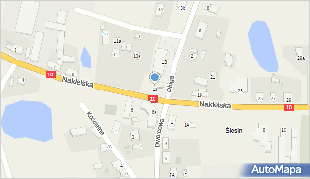 Ślesin, Nakielska, 13, mapa Ślesin