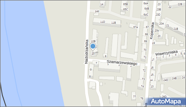 Słubice, Nadodrzańska, 10, mapa Słubice