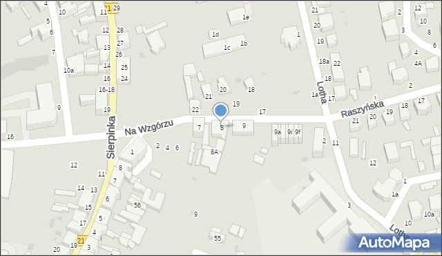 Słupsk, Na Wzgórzu, 8, mapa Słupska