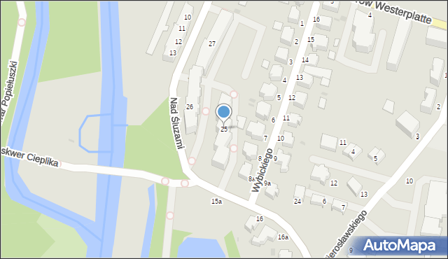 Słupsk, Nad Śluzami, 25, mapa Słupska