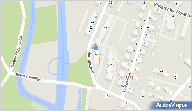 Słupsk, Nad Śluzami, 26, mapa Słupska