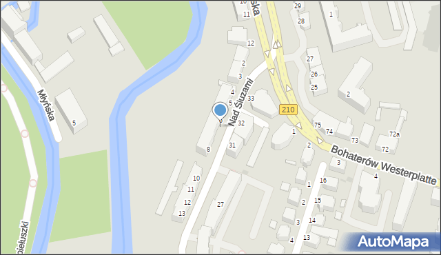 Słupsk, Nad Śluzami, 7, mapa Słupska