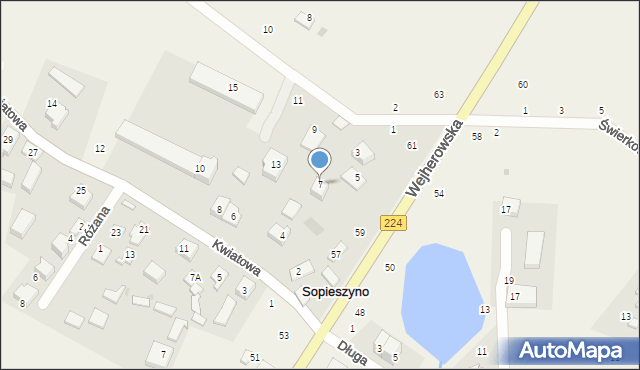 Sopieszyno, Narcyzowa, 7, mapa Sopieszyno