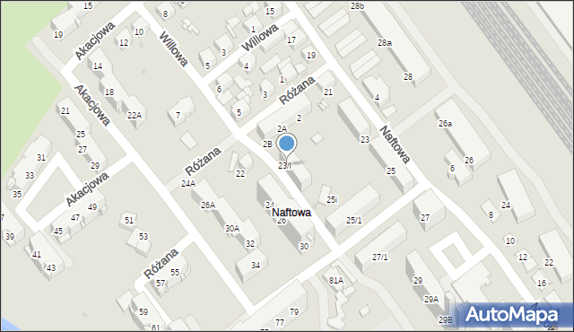 Sosnowiec, Naftowa, 23/I, mapa Sosnowca