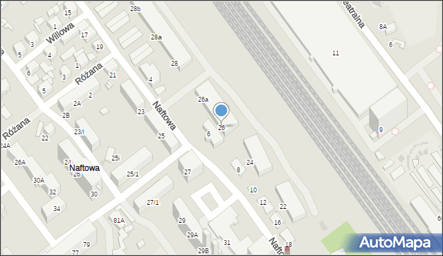 Sosnowiec, Naftowa, 26, mapa Sosnowca