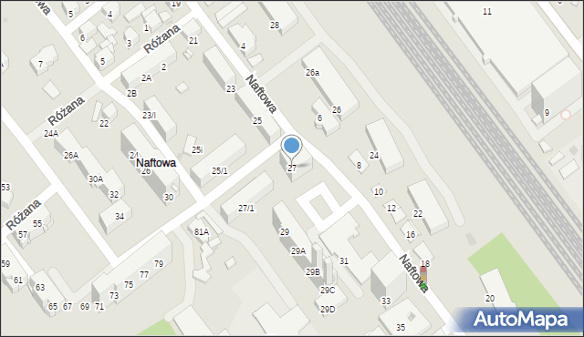 Sosnowiec, Naftowa, 27, mapa Sosnowca