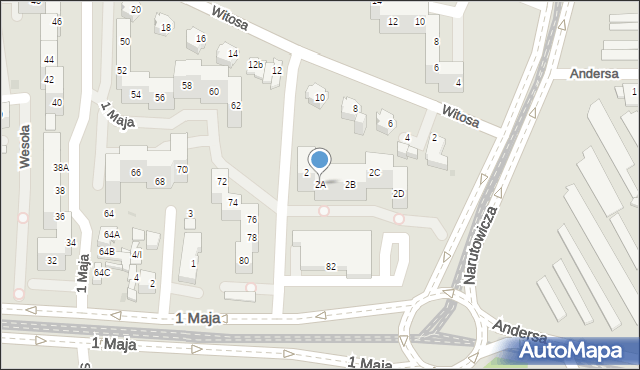 Sosnowiec, Narutowicza Gabriela, 2A, mapa Sosnowca