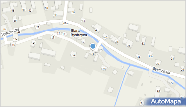 Stara Bystrzyca, Nadbrzeżna, 8, mapa Stara Bystrzyca