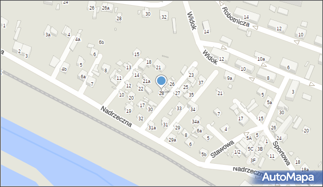 Starachowice, Nadrzeczna, 28, mapa Starachowic