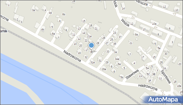 Starachowice, Nadrzeczna, 30, mapa Starachowic