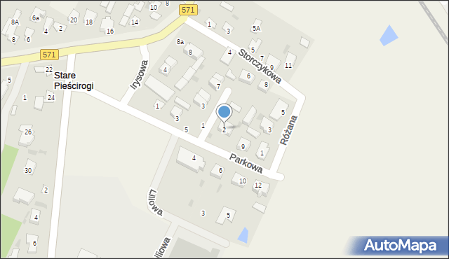Stare Pieścirogi, Narcyzowa, 2, mapa Stare Pieścirogi