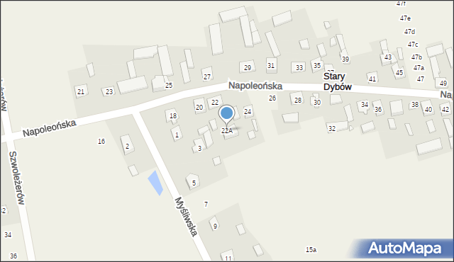 Stary Dybów, Napoleońska, 22A, mapa Stary Dybów