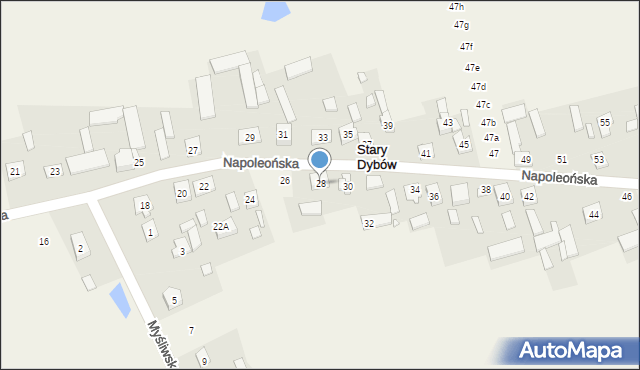 Stary Dybów, Napoleońska, 28, mapa Stary Dybów