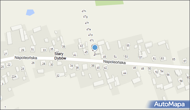 Stary Dybów, Napoleońska, 47, mapa Stary Dybów