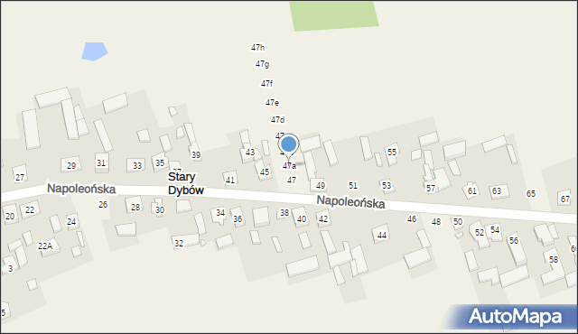 Stary Dybów, Napoleońska, 47a, mapa Stary Dybów