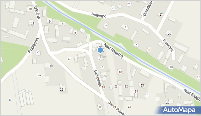 Stary Kraszew, Nad Rządzą, 8, mapa Stary Kraszew