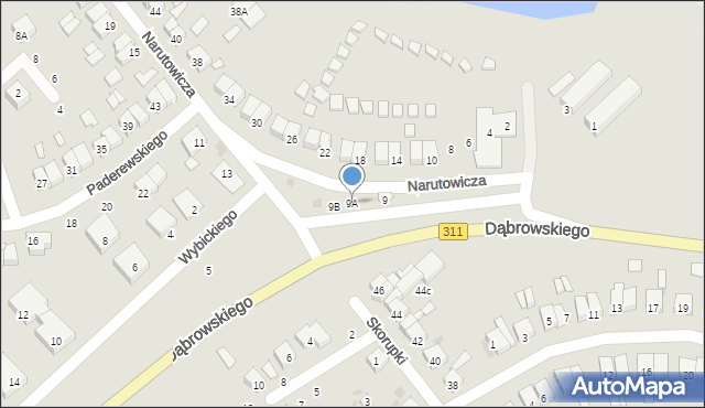Stęszew, Narutowicza Gabriela, 9A, mapa Stęszew