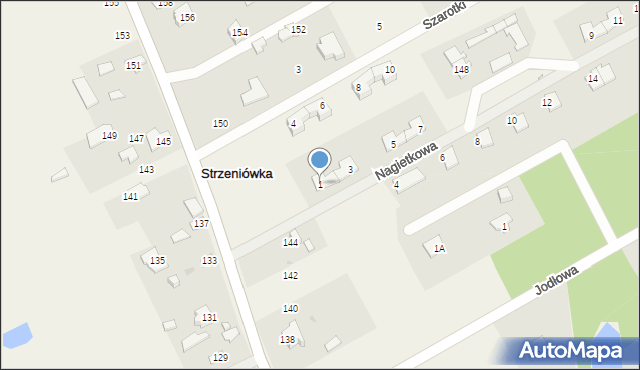 Strzeniówka, Nagietkowa, 1, mapa Strzeniówka