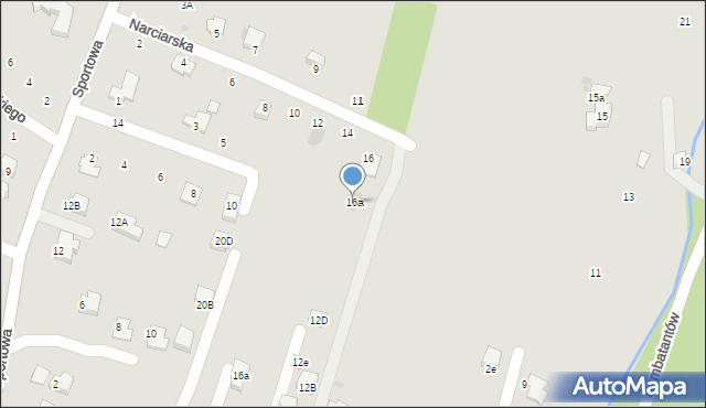 Strzyżów, Narciarska, 16a, mapa Strzyżów