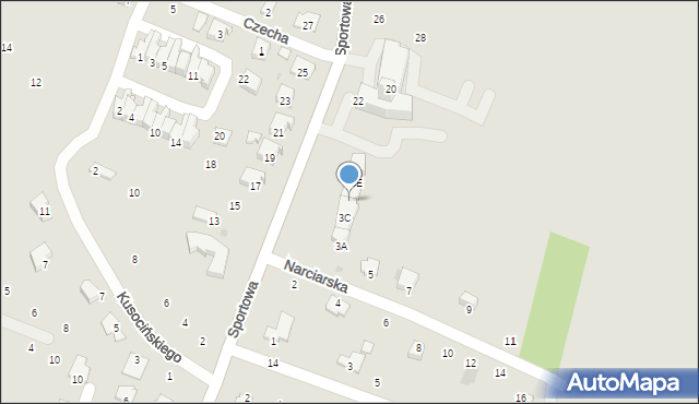 Strzyżów, Narciarska, 3D, mapa Strzyżów