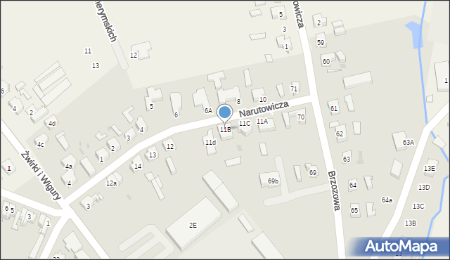 Sulechów, Narutowicza Gabriela, 11B, mapa Sulechów