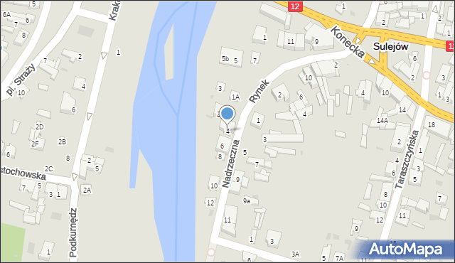 Sulejów, Nadrzeczna, 4, mapa Sulejów