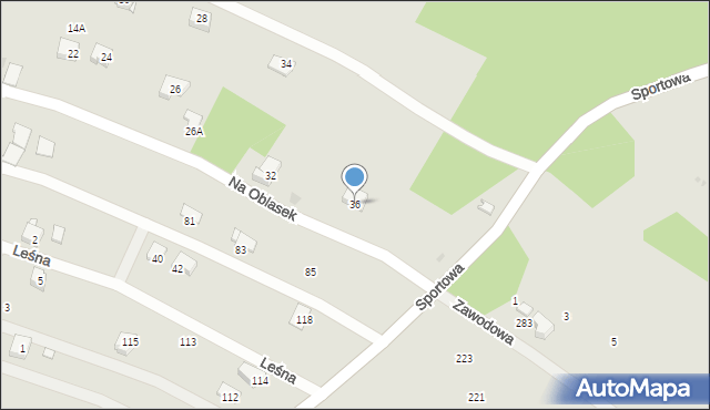 Sułkowice, Na Oblasek, 36, mapa Sułkowice