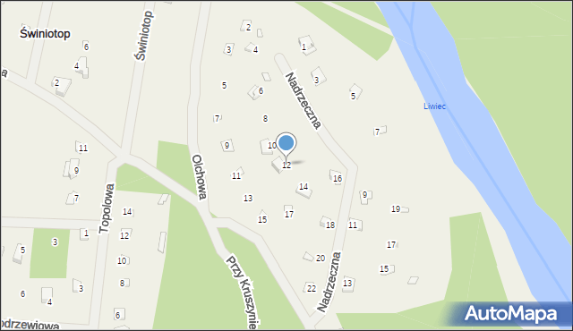 Świniotop, Nadrzeczna, 12, mapa Świniotop