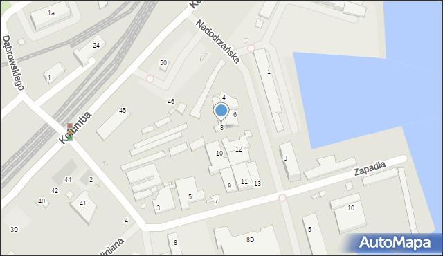 Szczecin, Nadodrzańska, 8, mapa Szczecina