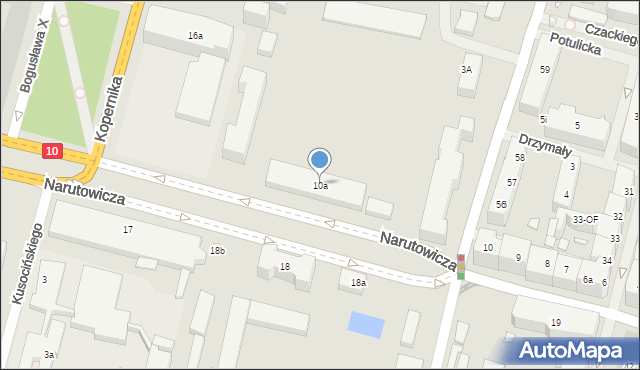 Szczecin, Narutowicza Gabriela, 10a, mapa Szczecina