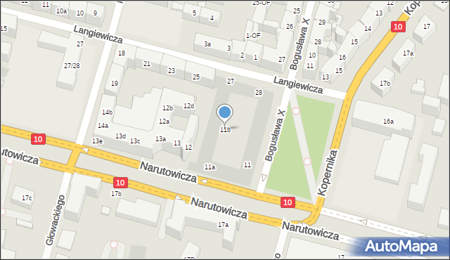 Szczecin, Narutowicza Gabriela, 11b, mapa Szczecina