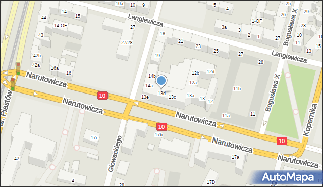 Szczecin, Narutowicza Gabriela, 13d, mapa Szczecina