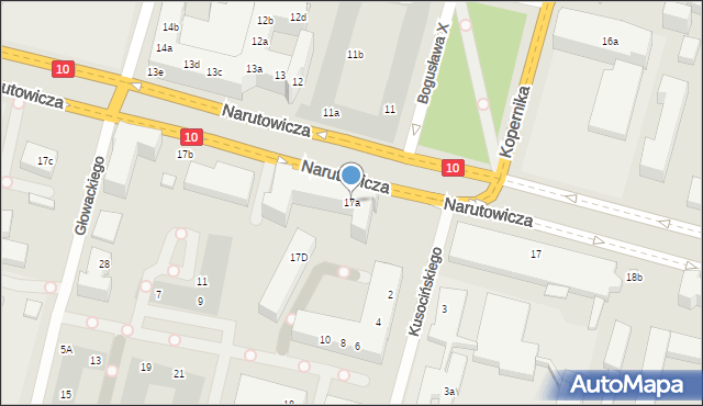 Szczecin, Narutowicza Gabriela, 17a, mapa Szczecina