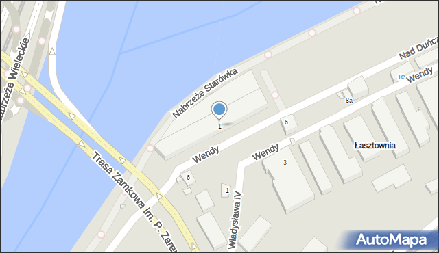 Szczecin, Nad Duńczycą, 1, mapa Szczecina