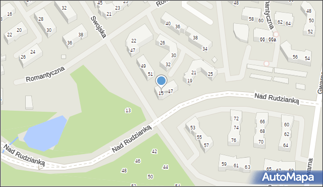 Szczecin, Nad Rudzianką, 15, mapa Szczecina