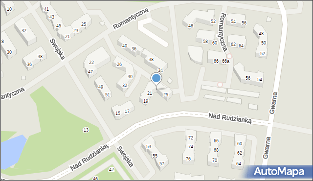 Szczecin, Nad Rudzianką, 23, mapa Szczecina