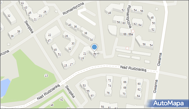 Szczecin, Nad Rudzianką, 25, mapa Szczecina