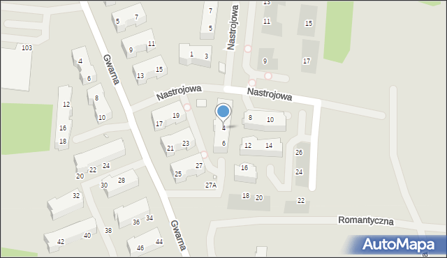 Szczecin, Nastrojowa, 4, mapa Szczecina