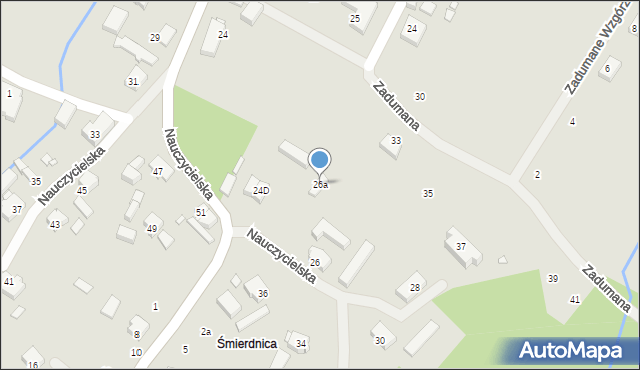 Szczecin, Nauczycielska, 26a, mapa Szczecina